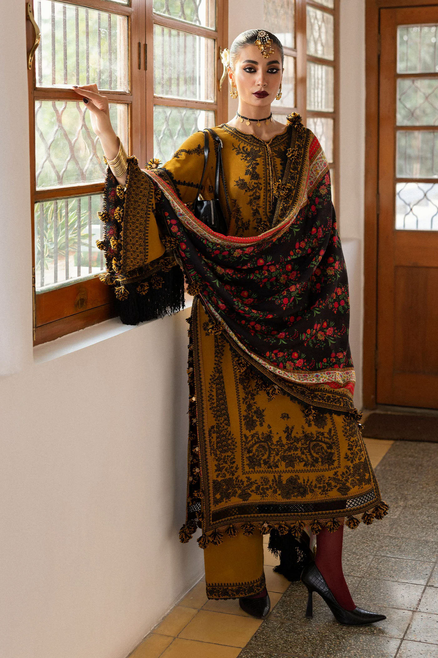 3PC Embroidered Lawn Suit with Printed Chiffon Dupatta -GA2009