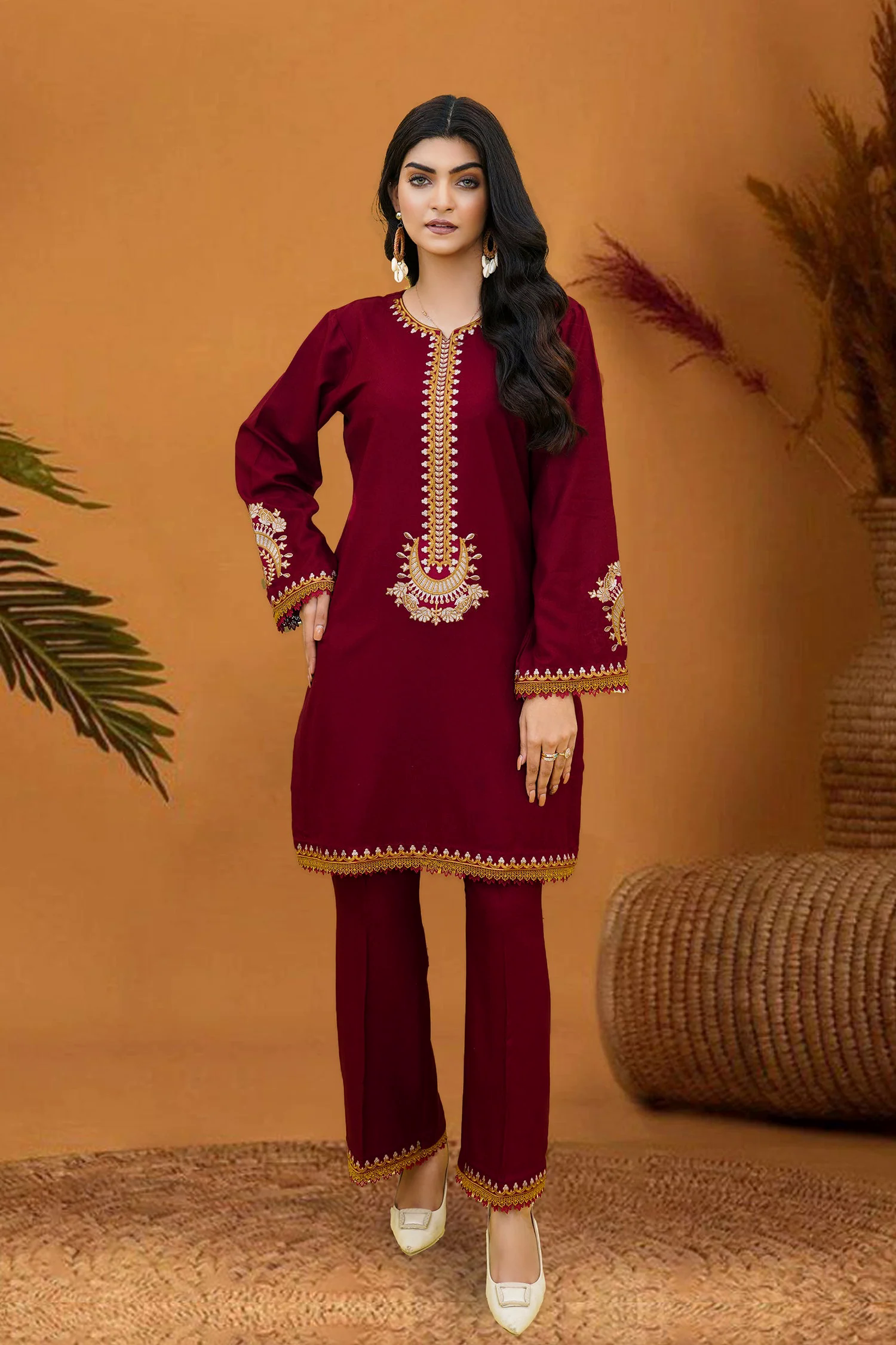 Jeyran Embroidered Dhanak 2pc- GA1921