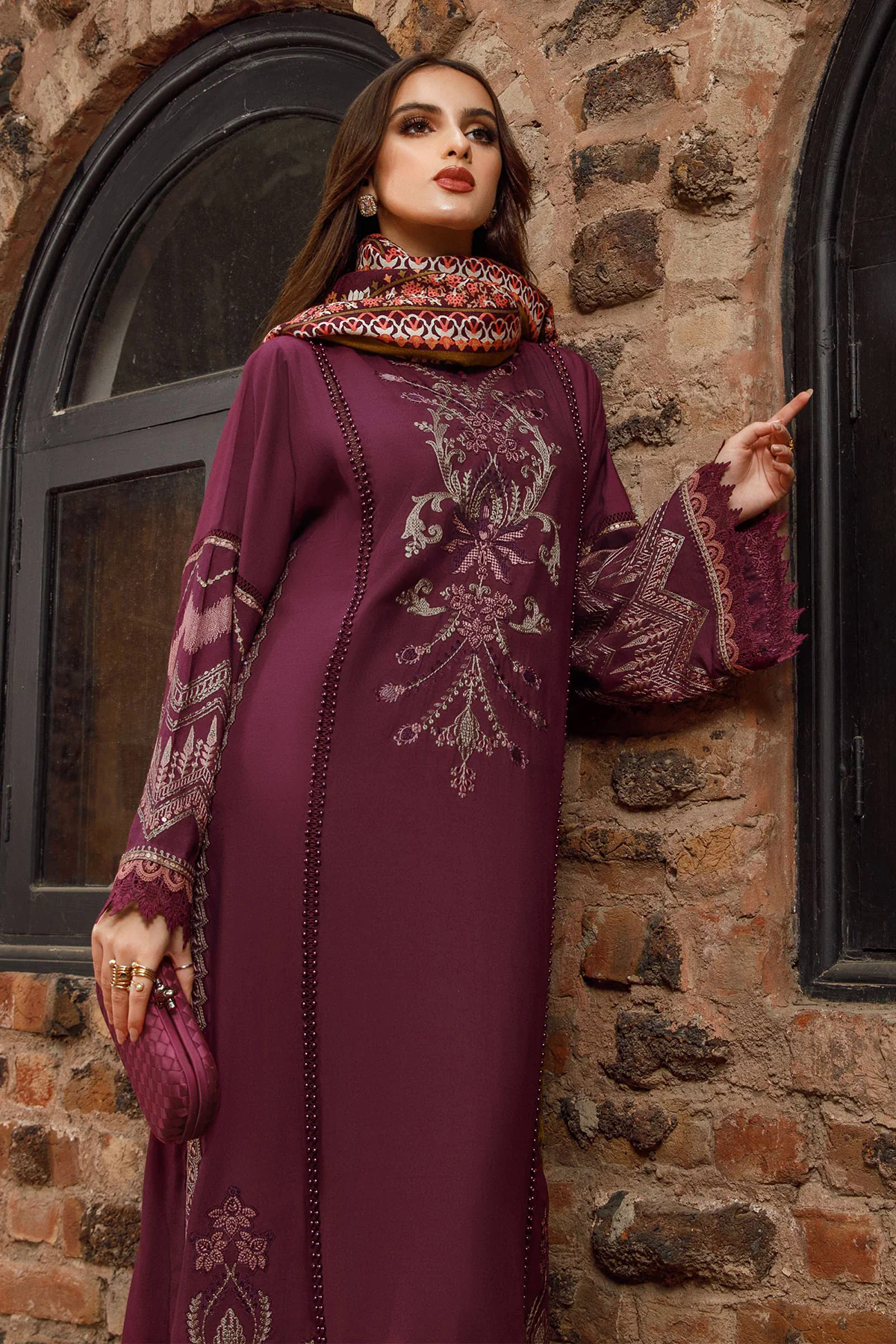 3PC Fully Embroidered Dhanak Suit - GA1607 3PC Fully Embroidered Dhanak Suit - GA1607