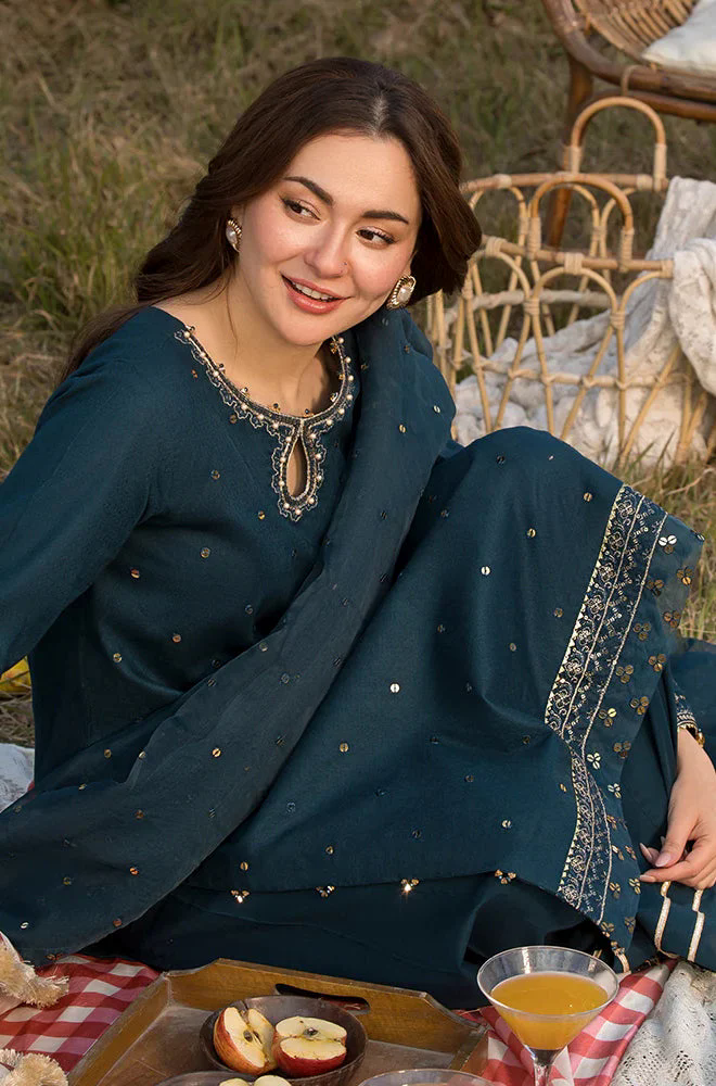 3PC Lawn Embroidered Shirt with Embroidered Organza Dupatta- GA2037