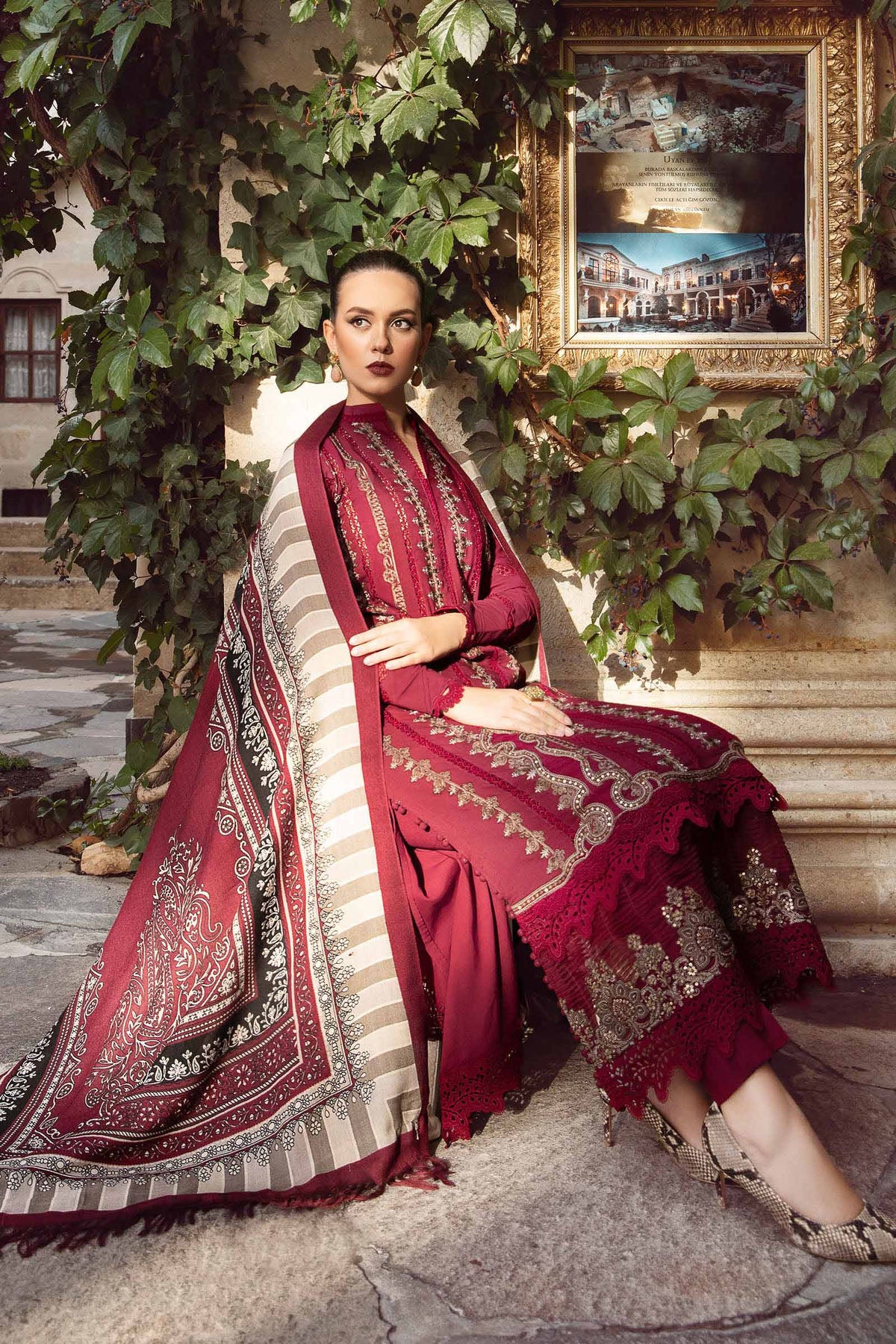 Embroidered Dhanak 3pc with Whool Shawal- GA1980 Embroidered Dhanak 3pc with Whool Shawal- GA1980