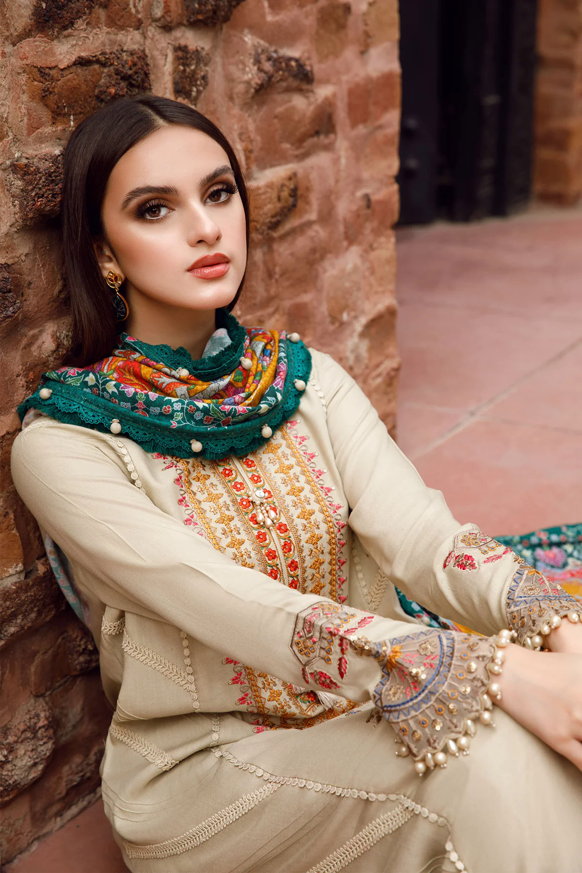 3PC Fully Embroidered Dhanak Suit - GA1610 3PC Fully Embroidered Dhanak Suit - GA1610