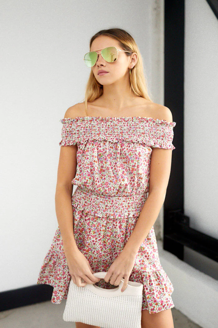 Myla Off Shoulder Floral Print Dress