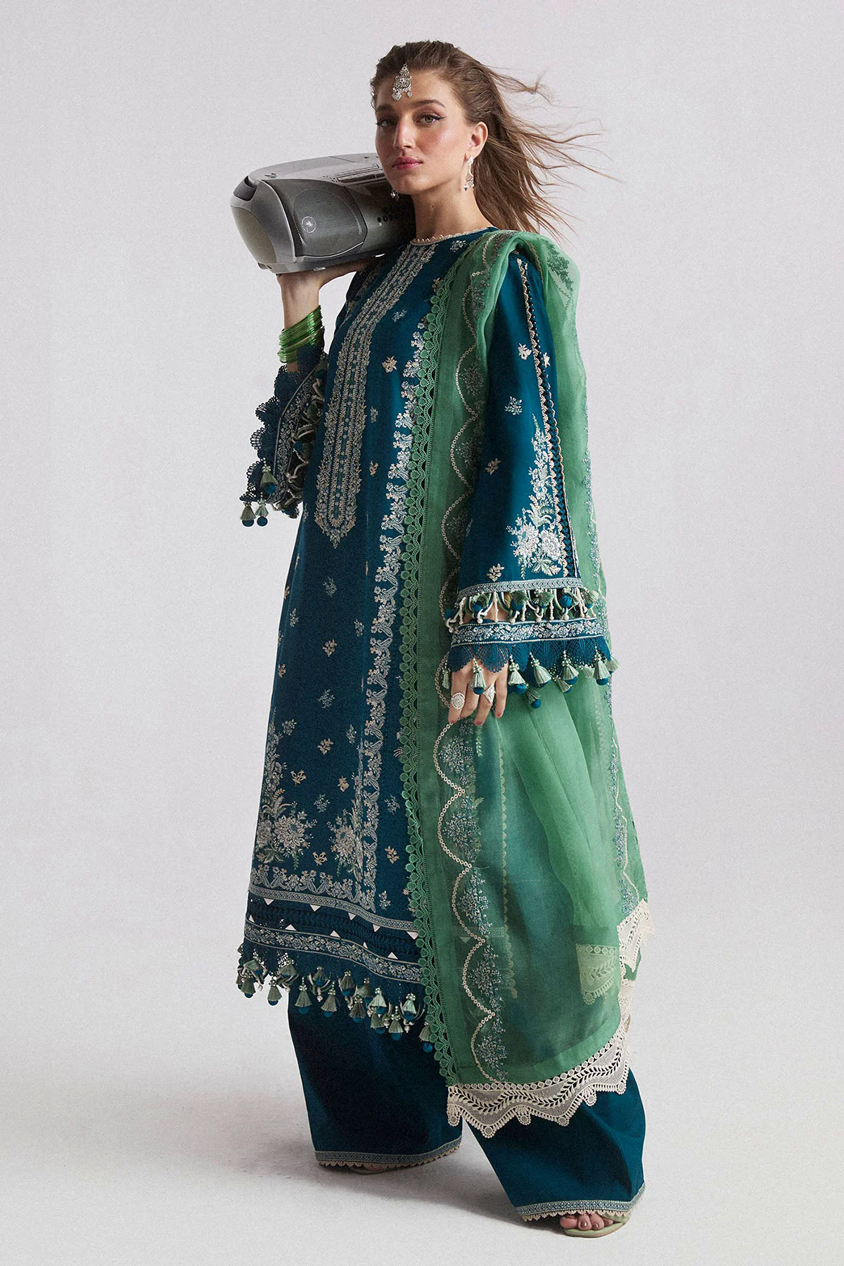 3PC Embroidered Lawn Suit with Printed Chiffon Dupatta -GA2012