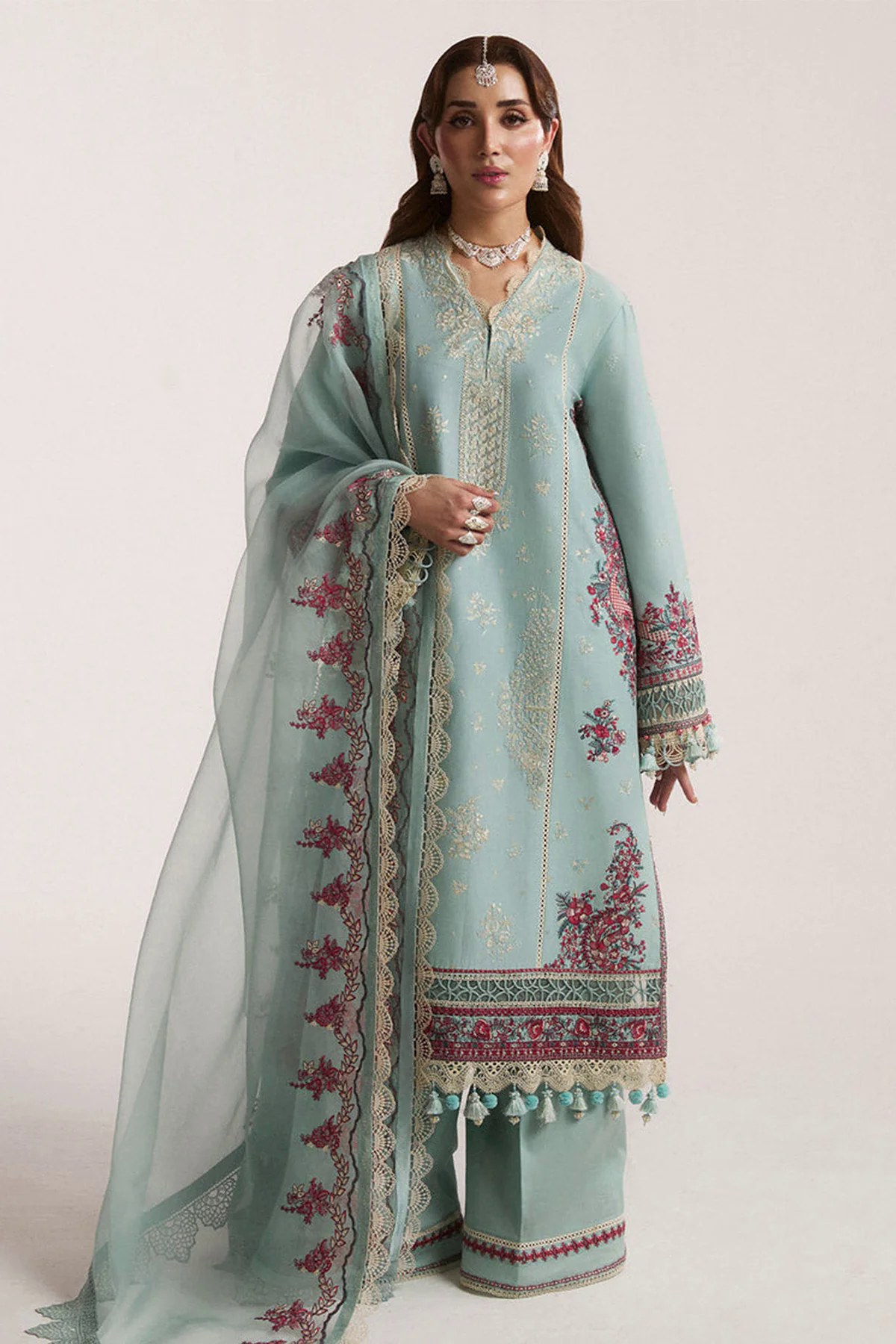 3PC Embroidered Lawn Suit with Embroidered Orgazna Dupatta -GA2027